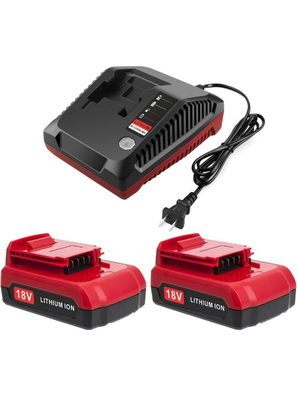 2 Packs 18V Lithium Batteries & Charger for Power Tools - Compatible & Reliable